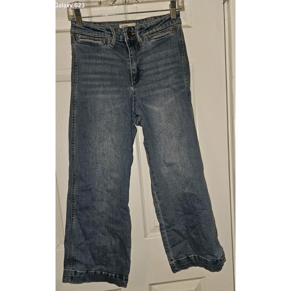 Oat New York‎ Womens 2/26 Cropped Wide Leg High Rise Medium Wash Jeans